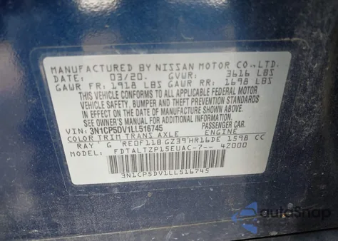 2020 Nissan Kicks Sr Xtronic Cvt from USA, damaged, VIN 3N1CP5DV1LL516745